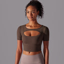 Mesh Long Sleeve Sexy Top with Built-in Bra