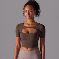 Mesh Long Sleeve Sexy Top with Built-in Bra