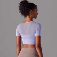 Mesh Long Sleeve Sexy Top with Built-in Bra