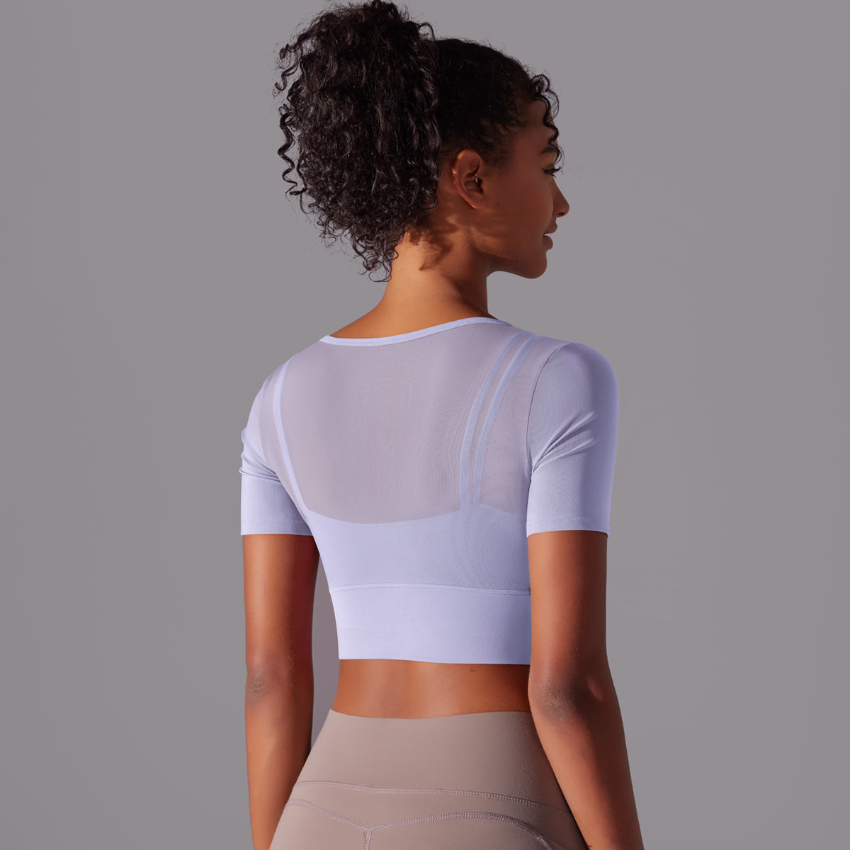 Mesh Long Sleeve Sexy Top with Built-in Bra