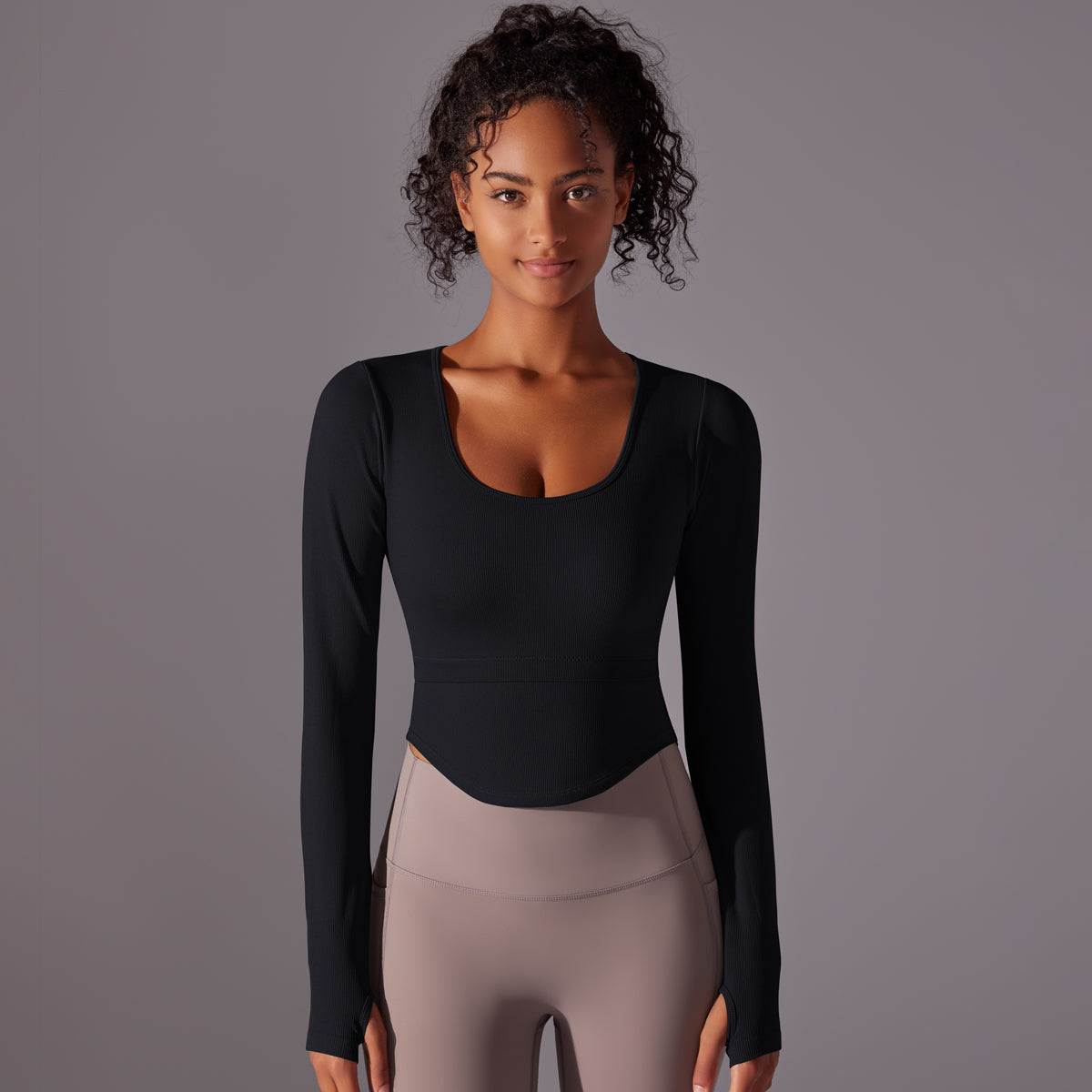 Ribbed Seamless Long Sleeve Workout Top