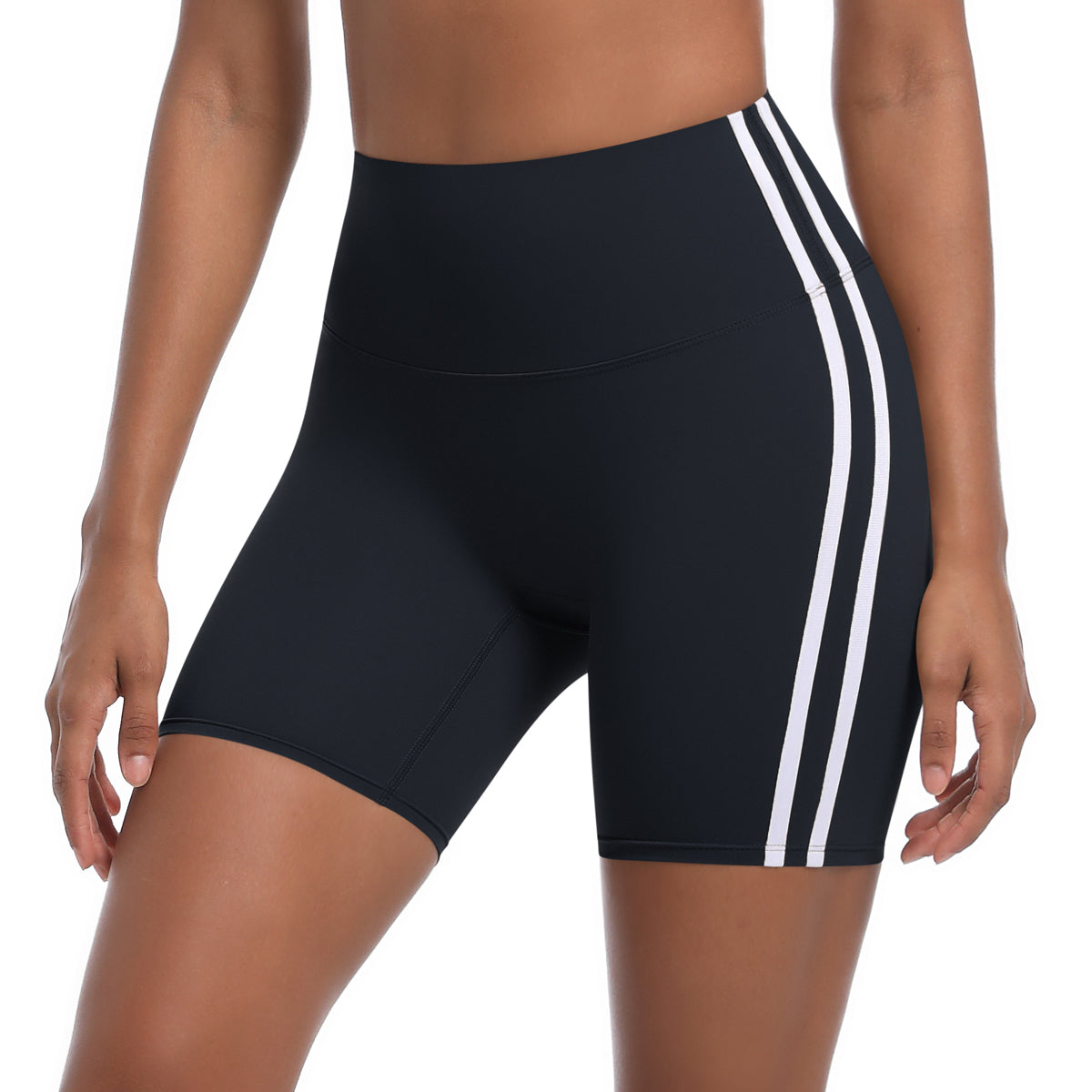 Striped Colorblock High-Waist Shorts