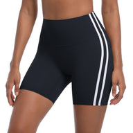 Striped Colorblock High-Waist Shorts