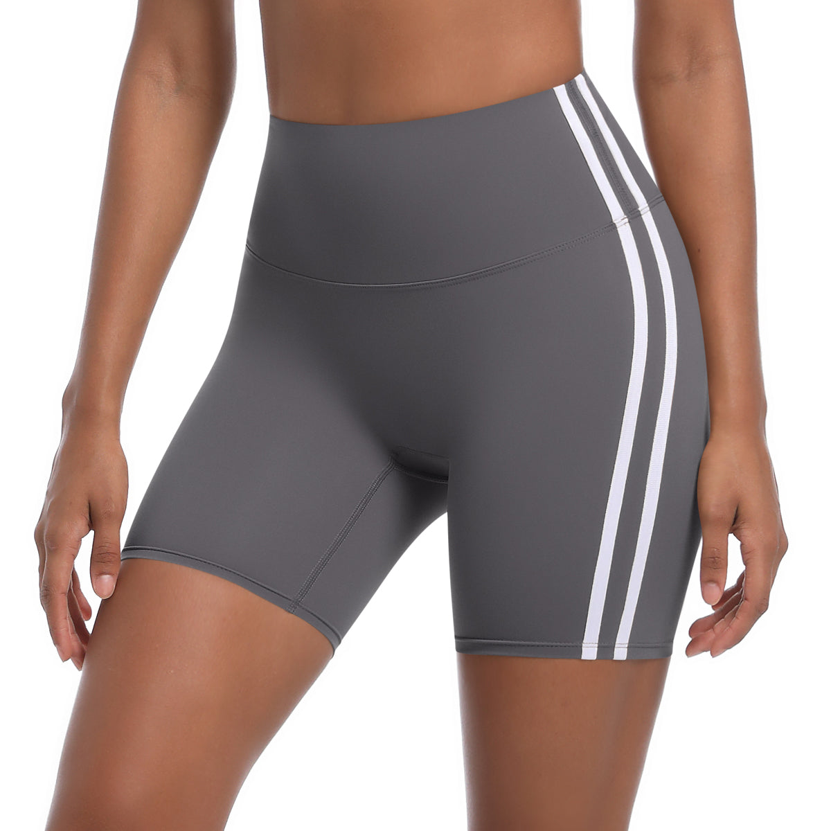 Striped Colorblock High-Waist Shorts