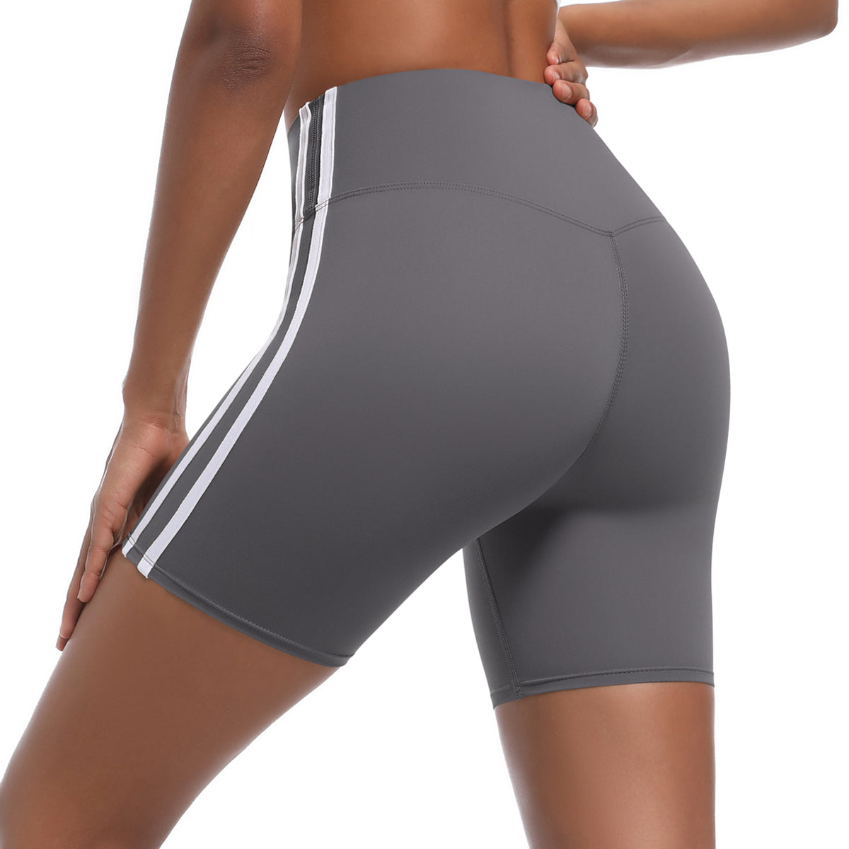 Striped Colorblock High-Waist Shorts