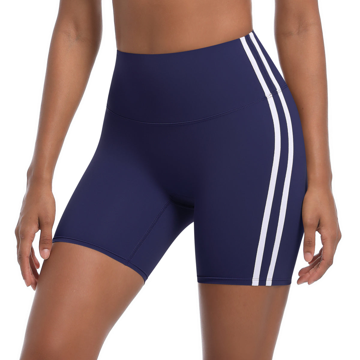Striped Colorblock High-Waist Shorts