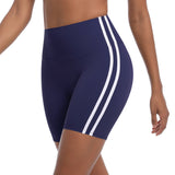 Striped Colorblock High-Waist Shorts