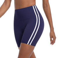 Striped Colorblock High-Waist Shorts