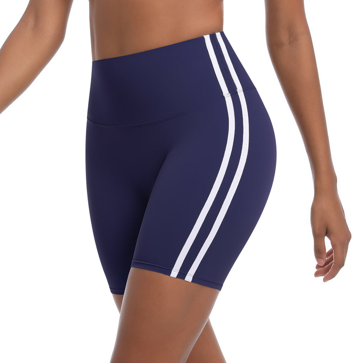 Striped Colorblock High-Waist Shorts