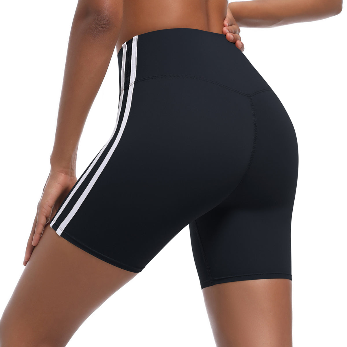 Striped Colorblock High-Waist Shorts