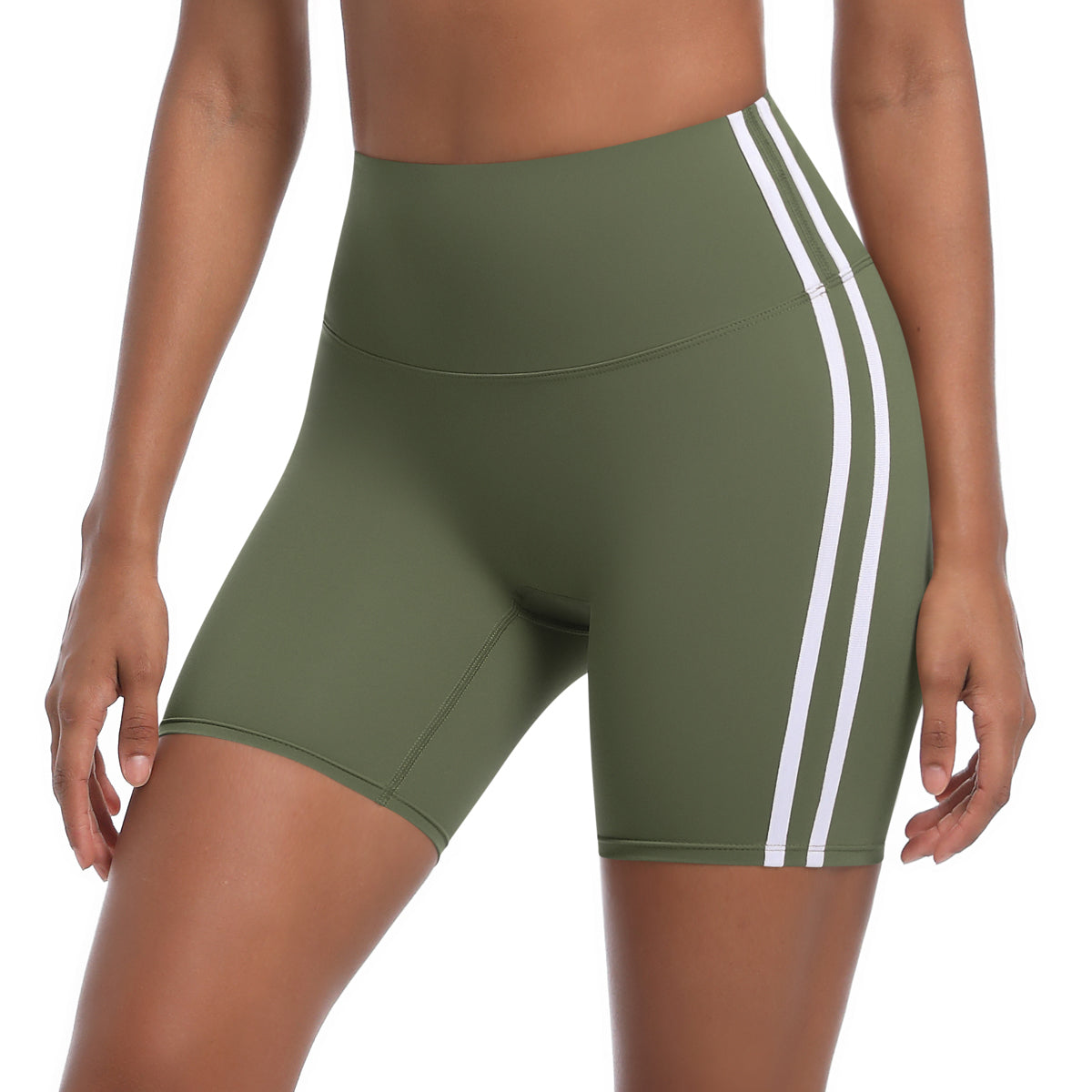 Striped Colorblock High-Waist Shorts
