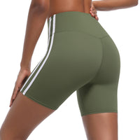 Striped Colorblock High-Waist Shorts