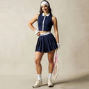 Tennis Set – Front-Zip Polo Vest with Quick-Dry Pleated Skirt