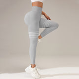 Thigh-Striped V-Back Scrunch Leggings