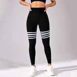 Thigh-Striped V-Back Scrunch Leggings