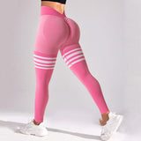 Thigh-Striped V-Back Scrunch Leggings