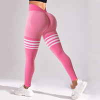 Thigh-Striped V-Back Scrunch Leggings