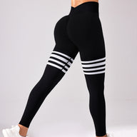 Thigh-Striped V-Back Scrunch Leggings