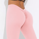 V-Back Ruched Flare Leggings