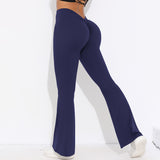 V-Back Ruched Flare Leggings