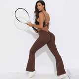 V-Back Ruched Flare Leggings