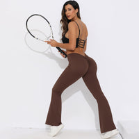 V-Back Ruched Flare Leggings